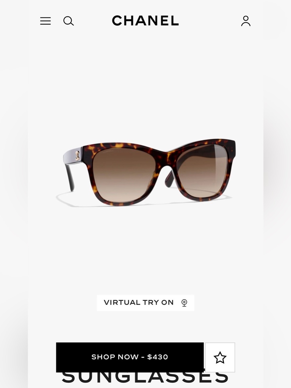 Chanel Sunglasses Dark Tortoise Brown Gradient Square Gold Logo Perf Cond 5380 A - Picture 2 of 10